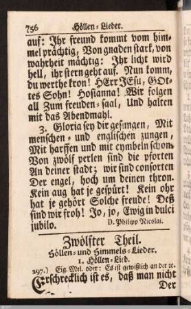 Zwölfter Theil. Höllen- und Himmels-Lieder.