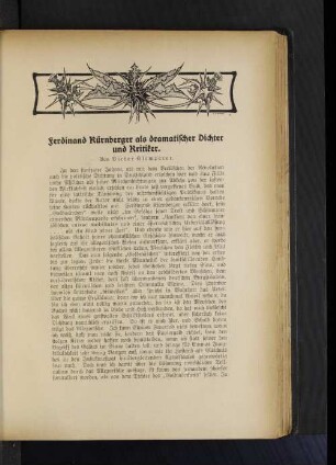 Ferdinand Kürnberger als dramatischer Dichter und Kritiker