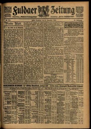 Vierte Ausgabe vom Samstag, den 19. November 1904.