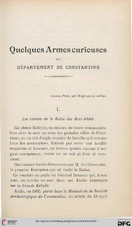 Sér. 5: Quelques armes curieuses du départment de Constantine