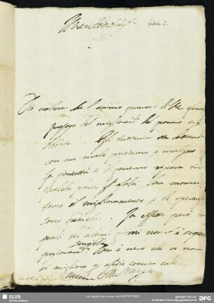 [Faszikel 5: Brief von Bernardo Trevisan vermutlich an ein Mitglied der Familie Renier]