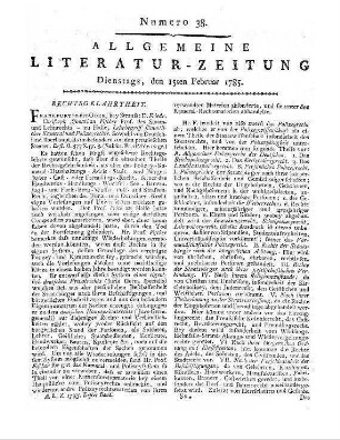Helvetischer Calender. Jg. 1785. Hrsg. von S. Geßner. Zürich: Geßner 1785