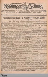 Riedlinger Zeitung : Tag- und Anzeigeblatt für den Bezirk Riedlingen