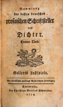 Gellerts sämmtliche Schriften, 3. Gellerts Lustspiele