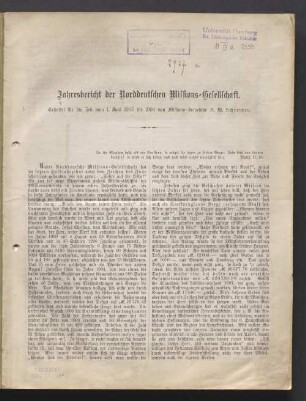 Jahresbericht der Norddeutschen Missions-Gesellschaft
