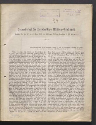 Jahresbericht der Norddeutschen Missions-Gesellschaft