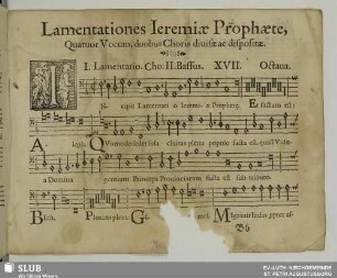 Lamentationes Ieremiæ Prophetæ. I. Lamentatio. XVII. Incipit lamentatio Jeremiae prophetae