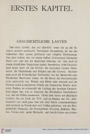 Erstes Kapitel: Geschichtliche Lasten