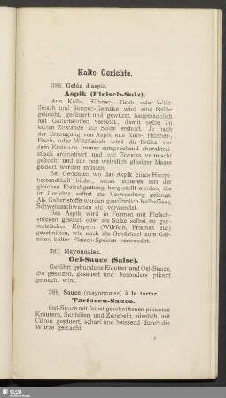 Kalte Gerichte