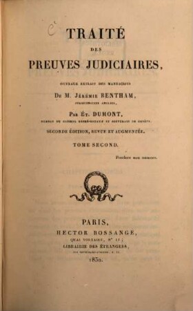 Traité des preuves judiciaires, 2