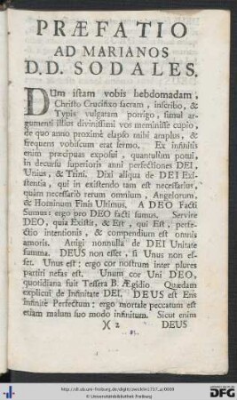 Praefatio Ad Marianos D.D. Sodales.