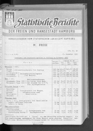 Erzeuger- und Großhandelspreise in Hamburg im November 1962 : Lfd. Nr. 40