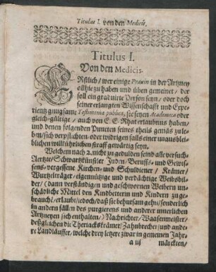 Titulus 1. Von den Medicis.