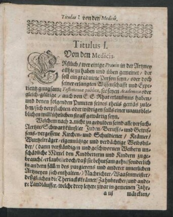 Titulus 1. Von den Medicis.