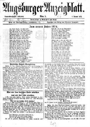 Augsburger Anzeigeblatt. 1874,1/6 = Jg. 33