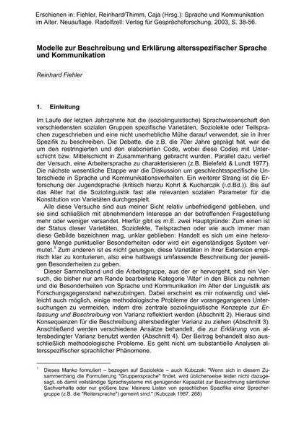 Modelle zur Beschreibung und Erklärung altersspezifischer Sprache und Kommunikation