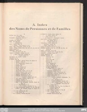 A. Index des Noms de Personnes et de Familles