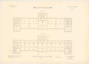 Kavallerie Kasernement, Danzig-Langfuhr Kaserne für 2 Eskadrons No. 2: Grundriss 1. OG, 2. OG, 1:100