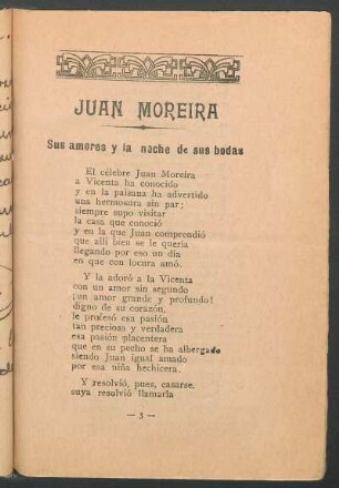 Juan Moreira : Sus amores y la noche de sus bodas