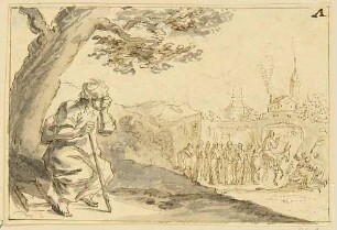 Einzug Christi in Jerusalem, vorn reuiger Mann