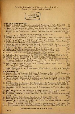 Lager-Verzeichnis ..., 46. Staatswissenschaften und Volkswirtschaft : Antiquaria