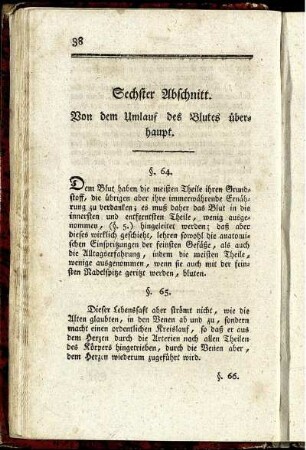 Sechster Abschnitt. Von dem Umlauf des Blutes überhaupt.