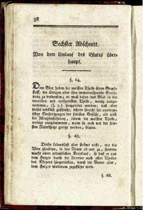 Sechster Abschnitt. Von dem Umlauf des Blutes überhaupt.