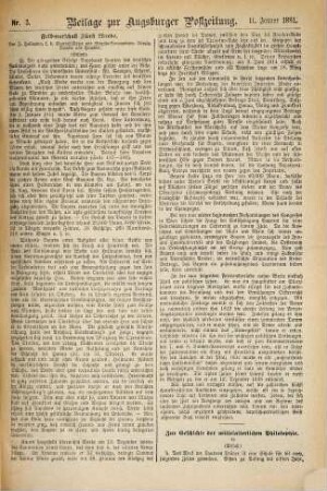 Augsburger Postzeitung. Beilage zur Augsburger Postzeitung. 1881