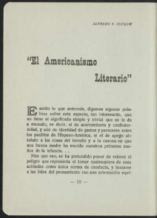 "El Americanismo Literario"