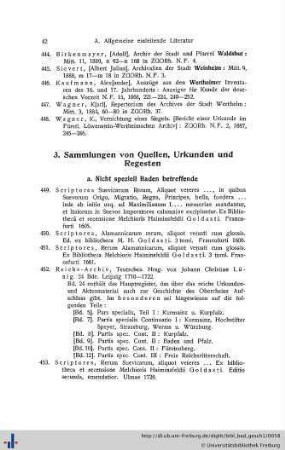 3. Sammlungen von Quellen, Urkunden und Regesten.