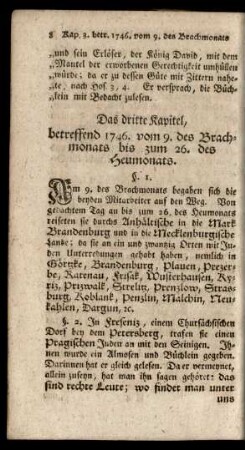 Das dritte Kapitel, betreffend 1746. vom 9. des Brachmonats bis zum 26. des Heumonats