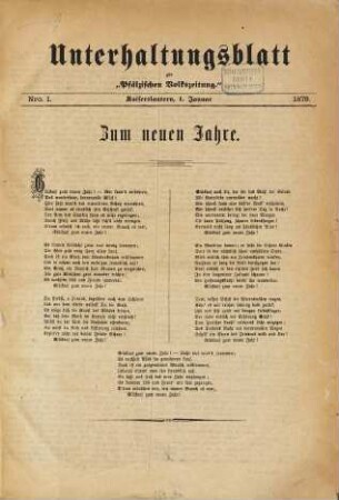 Unterhaltungsblatt zur Kaiserslauterer Zeitung. 1879