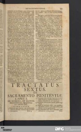 Tractatus Sextus. De Sacramento Pœnitentiæ.