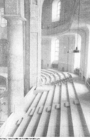Dresden, Kreuzkirche. Innenraum kurz vor der Einweihung nach Abschluß der Wiederherstellung, Januar/Februar 1955