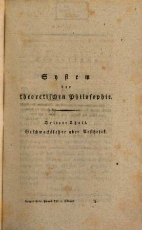 Wilhelm Traugott Krug's System der theoretischen Philosophie, 3,1. Geschmackslehre oder Aesthetik