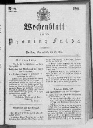 Nr. 21, Ausgabe vom 25. Mai 1861