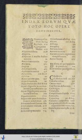 Index eorum quae toto hoc opere continentur.