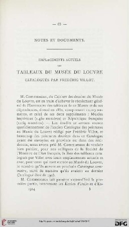 12: Emplacements actuels des Tableaux du Musée du Louvre, catalogués par Frédéric Villot