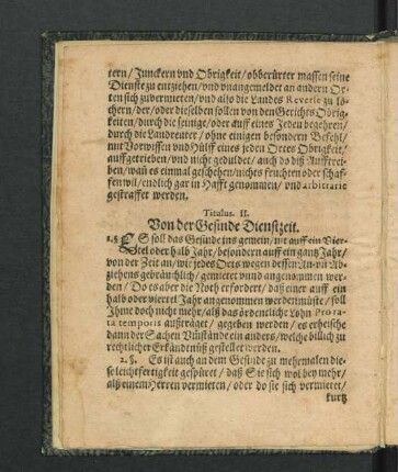 Titulus II. Von der Gesinde Dienstzeit.