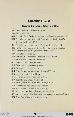 Sammlung „C. W.“ (Nr. 1401-1456)
