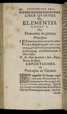 Caput I. De Elementis in genere.