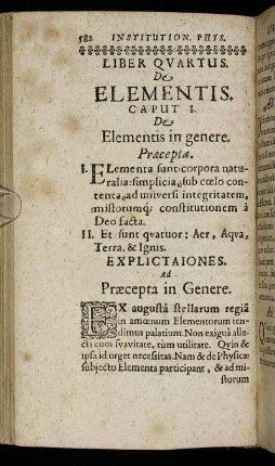 Caput I. De Elementis in genere.