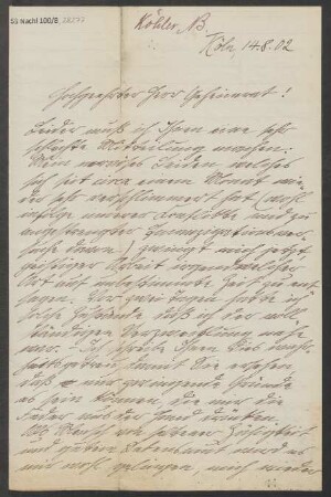 Brief an Ludwig Strecker  und B. Schott's Söhne : 14.08.1902
