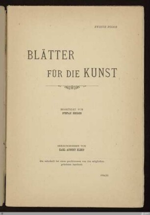 2.F. 5.1895: [Blätter für die Kunst] Band 2.F. 5.1895
