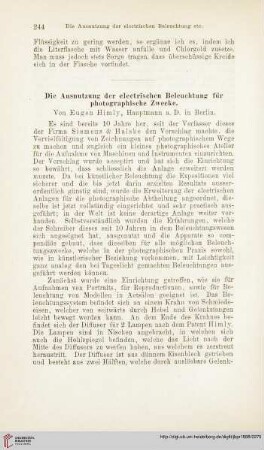 2: Die Ausnutzung der electrischen Beleuchtung für photographische Zwecke