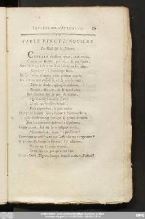 Fable Vingtcinquieme. Le Fusil & le Lièvre.