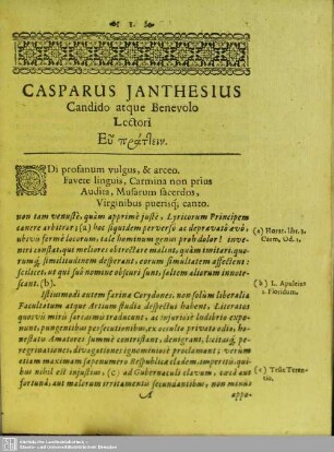 Candido atque Benevolo Lectori