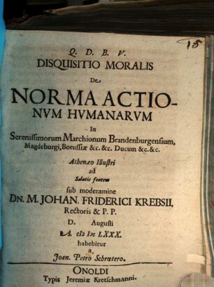 Disquisitio mor. de norma actionum humanarum