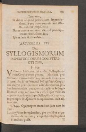 Articulus XVI. De Syllogismorum Imperfectorum Constructione.