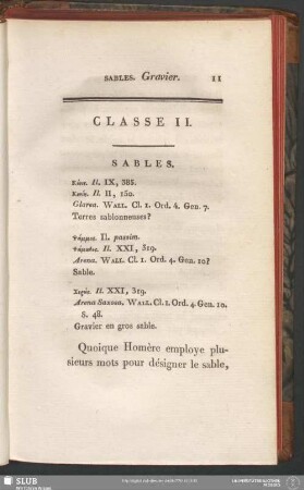 Classe II. Sables